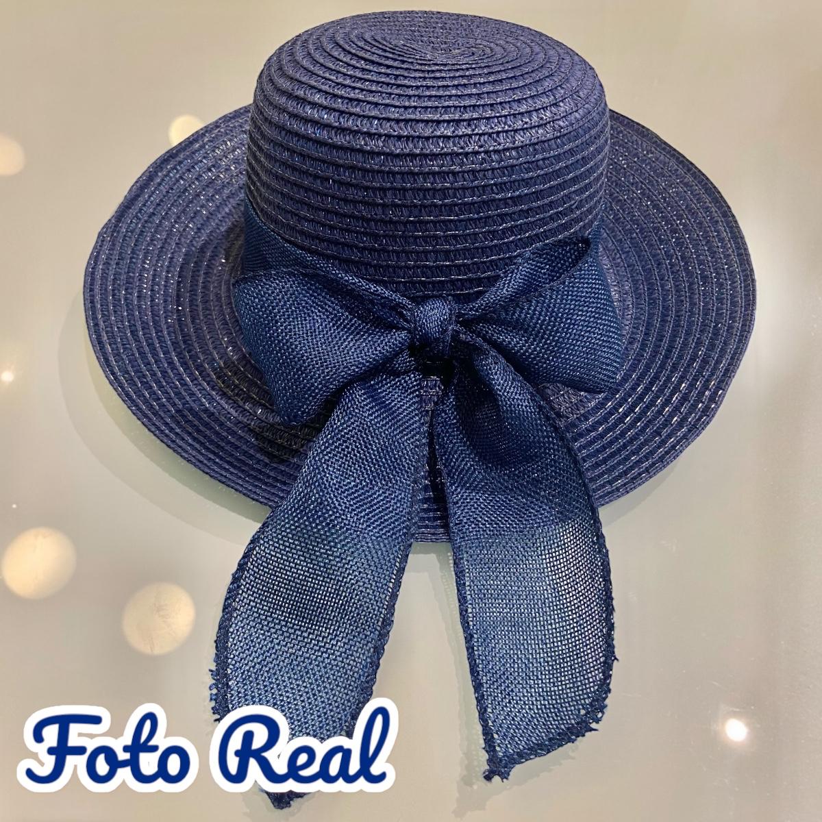 Chapéu de Palha Sintética Feminino Dobrável com Laço Decorativo, Estilo Clássico