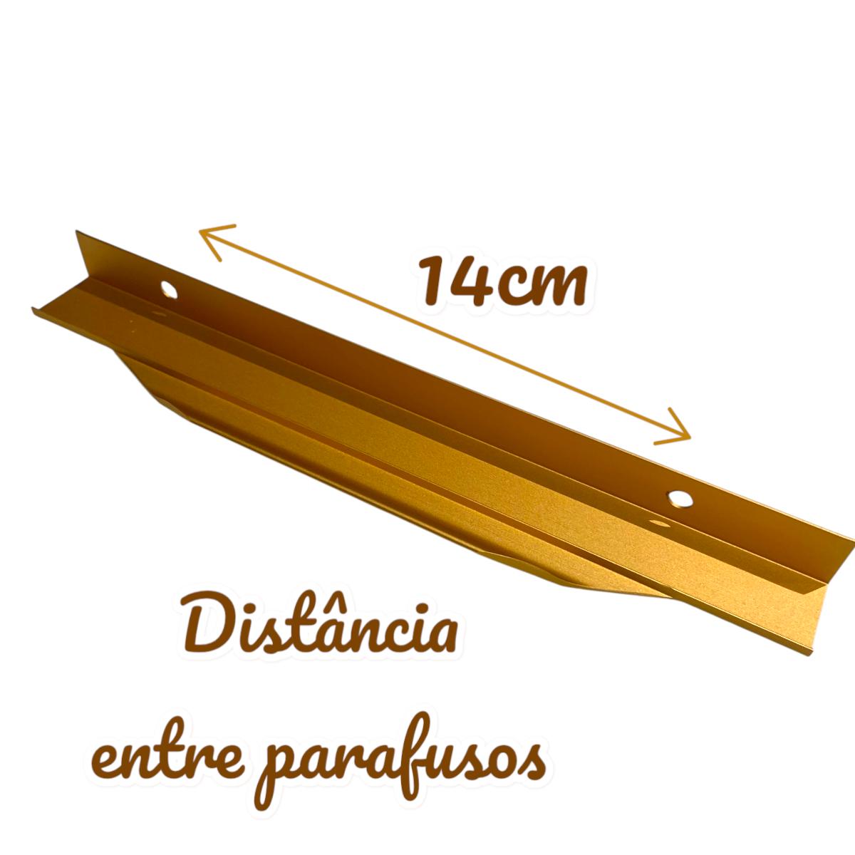Kit 8 Peças Perfil Puxador Slim Alumínio Para Móveis 20 cm Cor Dourada -RIKABUNI