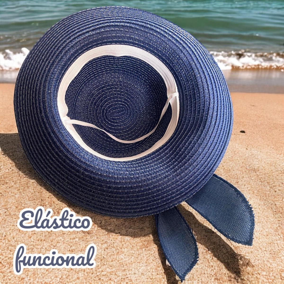 Chapéu de Palha Sintética Feminino Dobrável com Laço Decorativo, Estilo Clássico