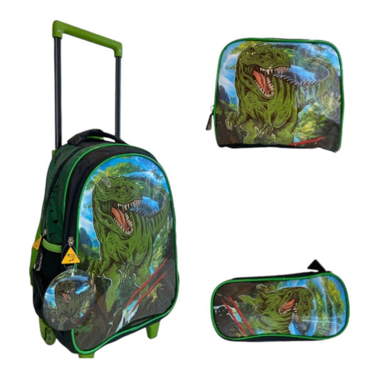 KIT MOCHILA RODINHA DINOUSSAURO MASCULINA