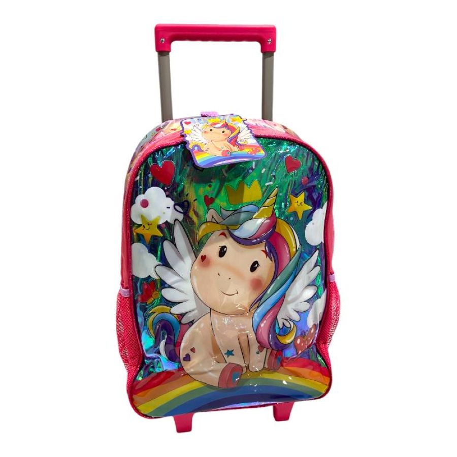 Kit de Mochila Escolar Infantil de Rodinhas Unicórnio Baby