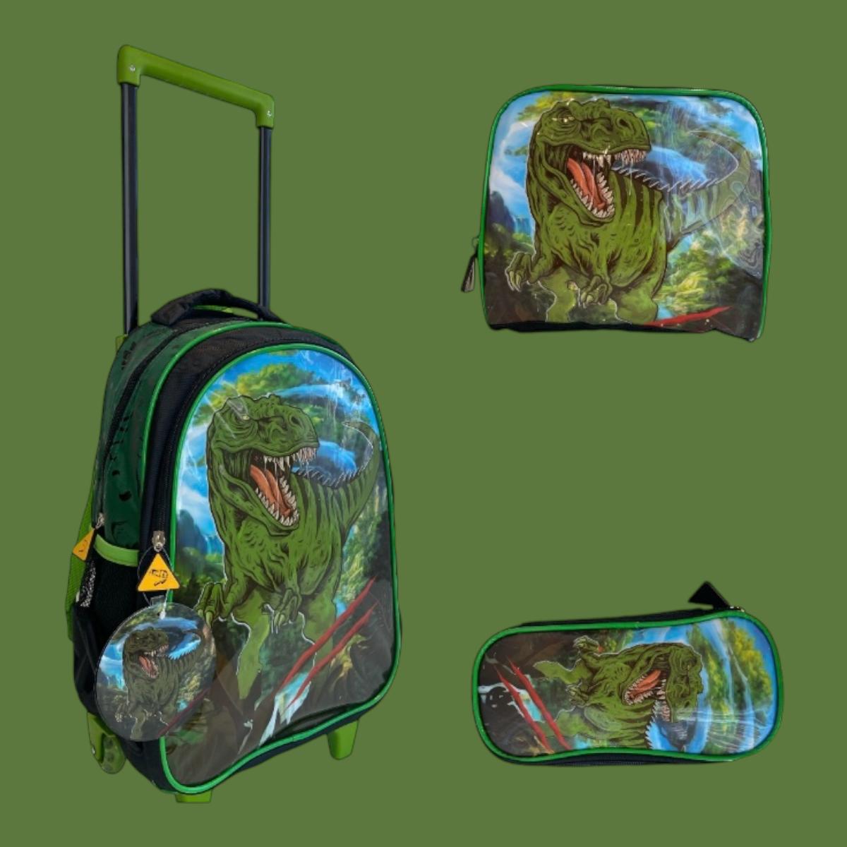 KIT MOCHILA RODINHA DINOUSSAURO MASCULINA
