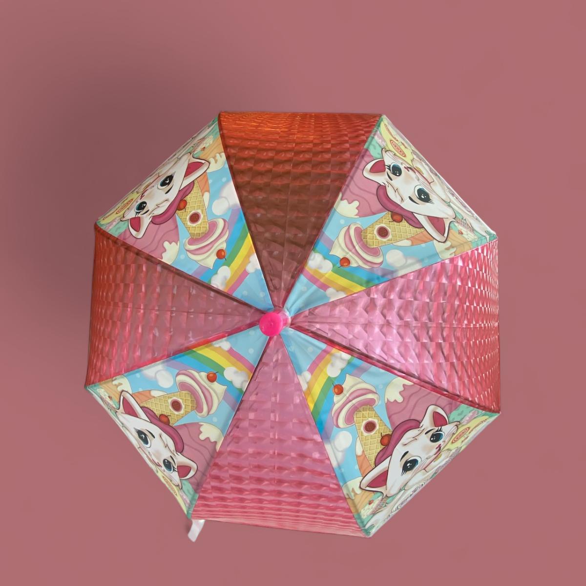 Guarda Chuva Infantil  + Capa de Chuva da Gatinha Nini Rosa e Verde