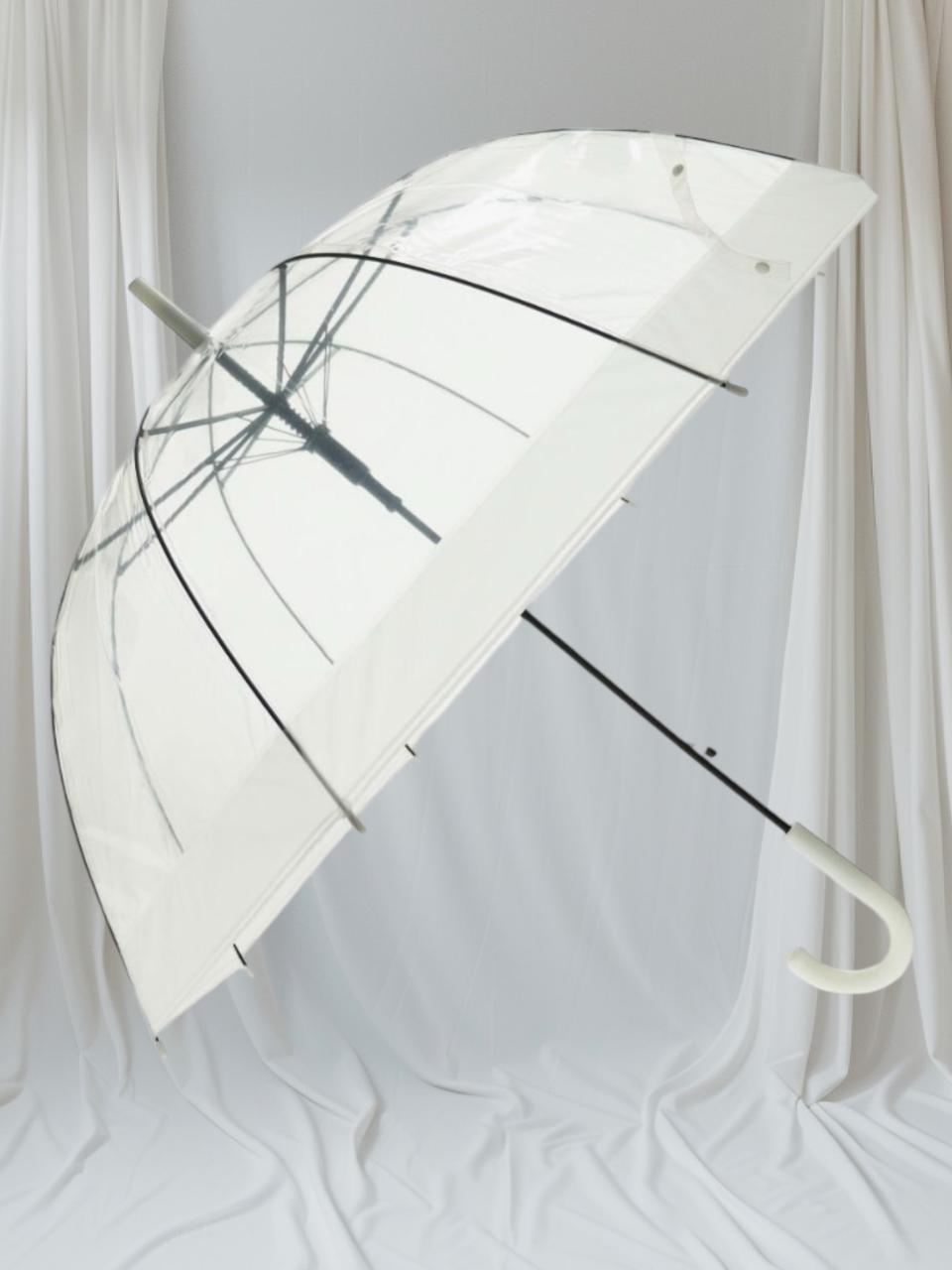 Guarda-Chuva Transparente Com Borda Colorida Bengala Abertura Automática