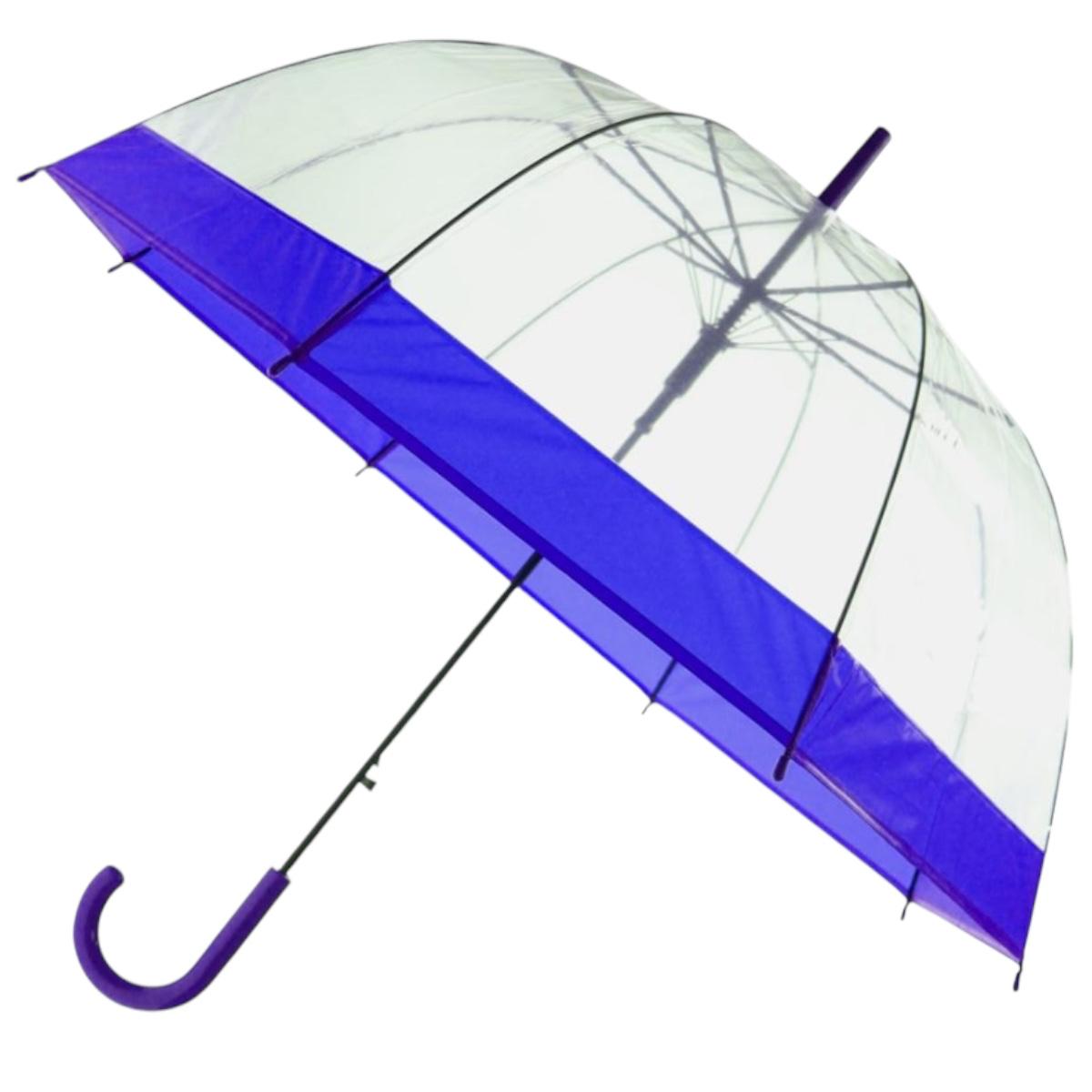 Guarda-Chuva Transparente Com Borda Colorida Bengala Abertura Automática