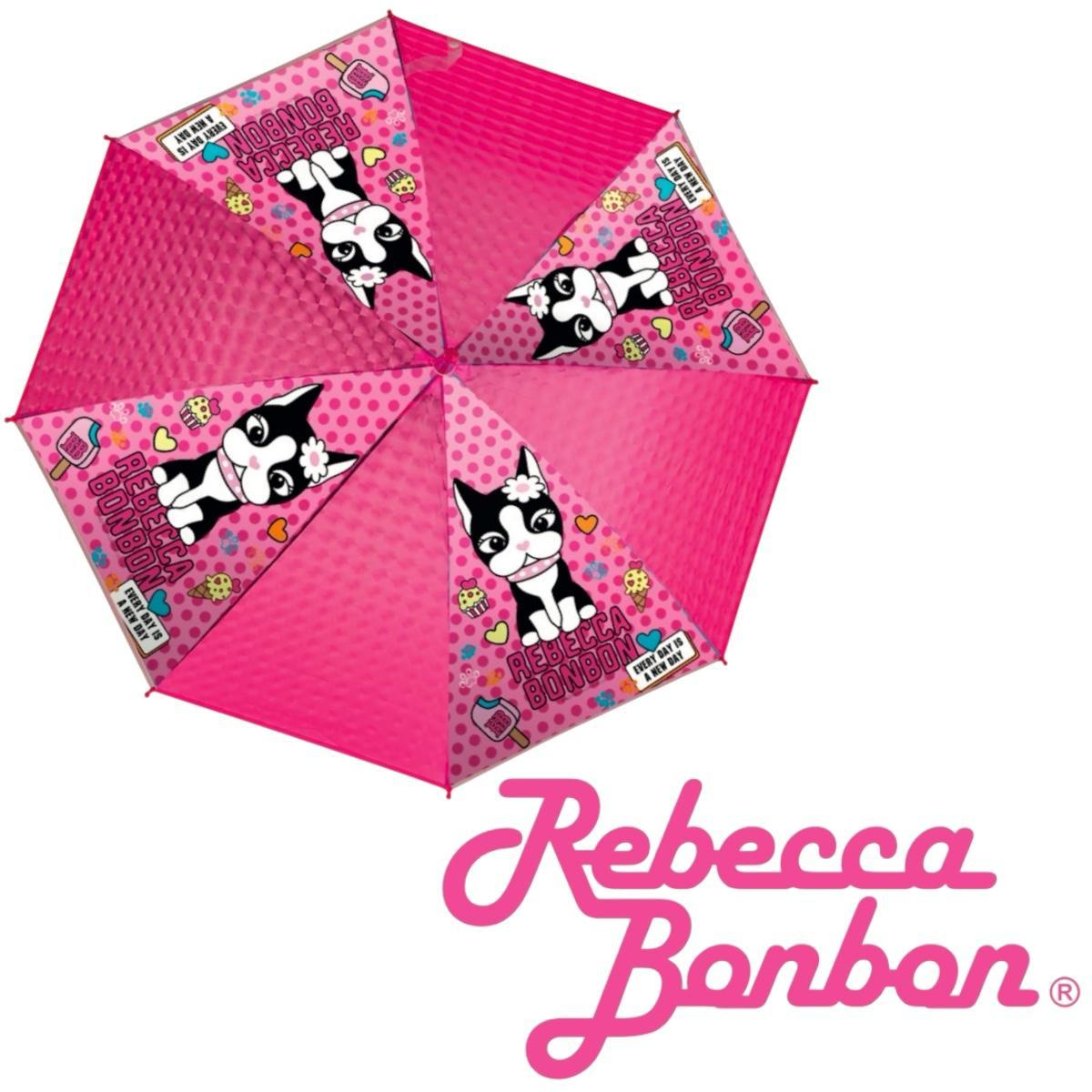 Guarda-Chuva Infantil Feminino Rebecca Bonbon com Cabo Curvo e Apito.