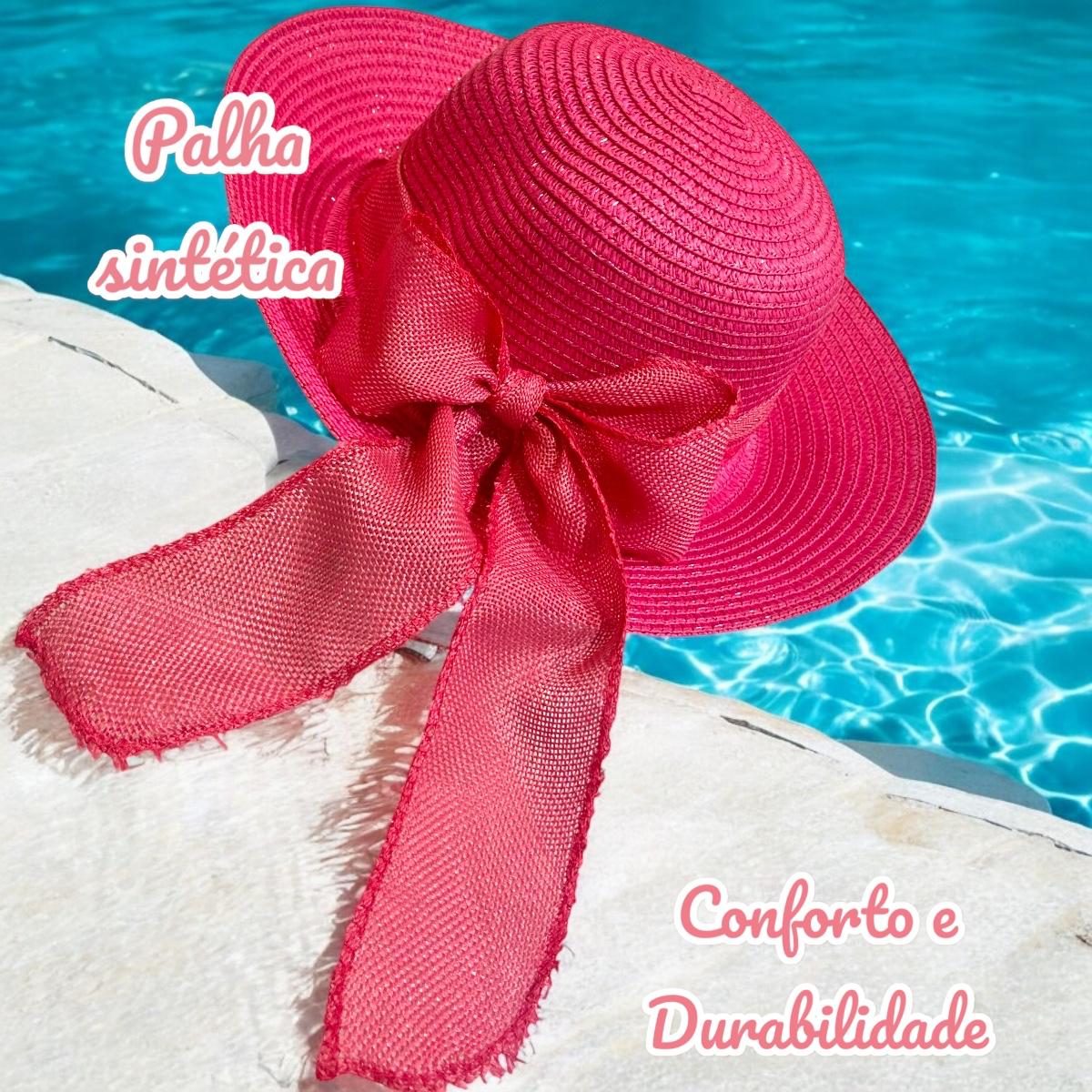Chapéu de Palha Sintética Feminino Dobrável com Laço Decorativo, Estilo Clássico