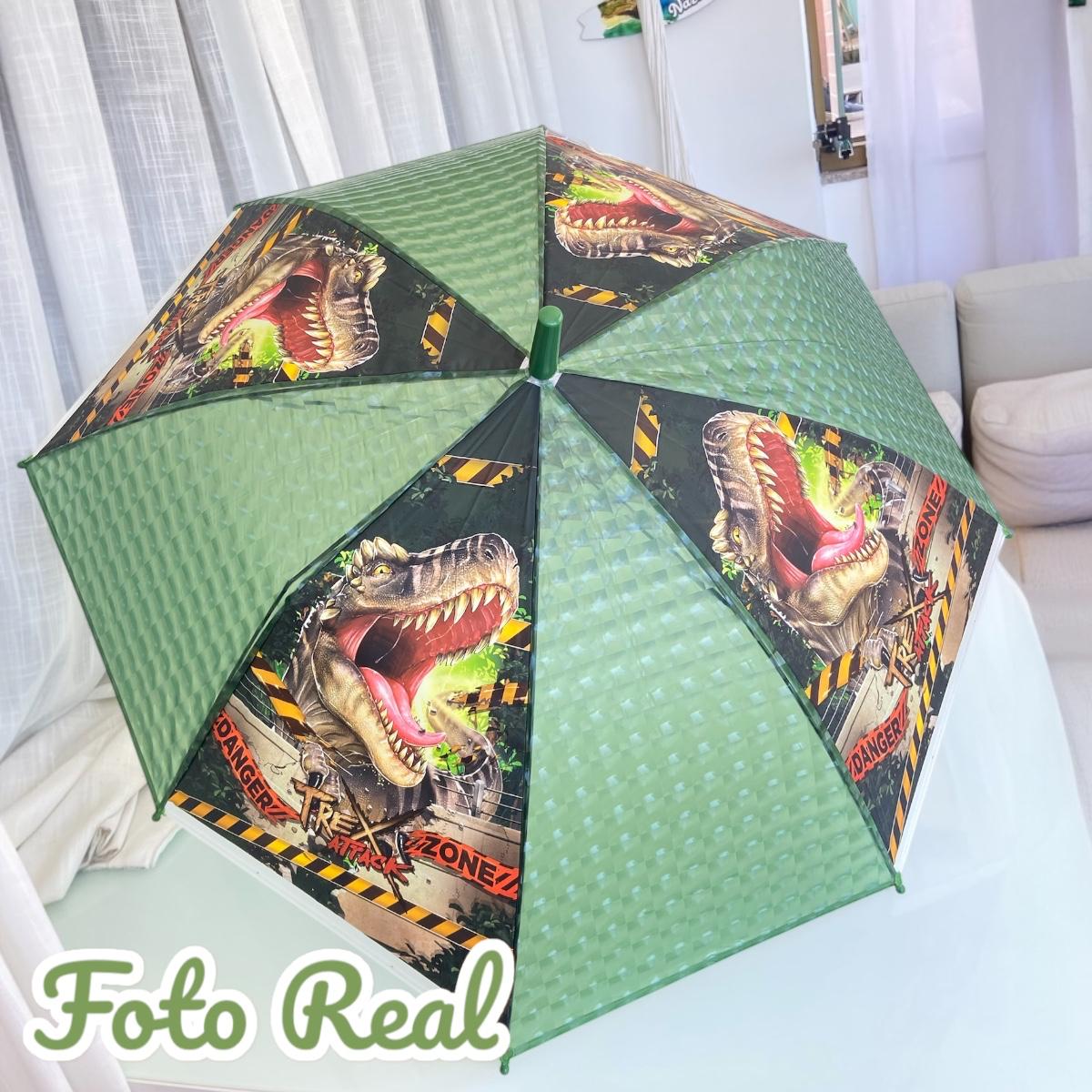Guarda Chuva Infantil + Capa de Chuva Dinossauros TRex Attack