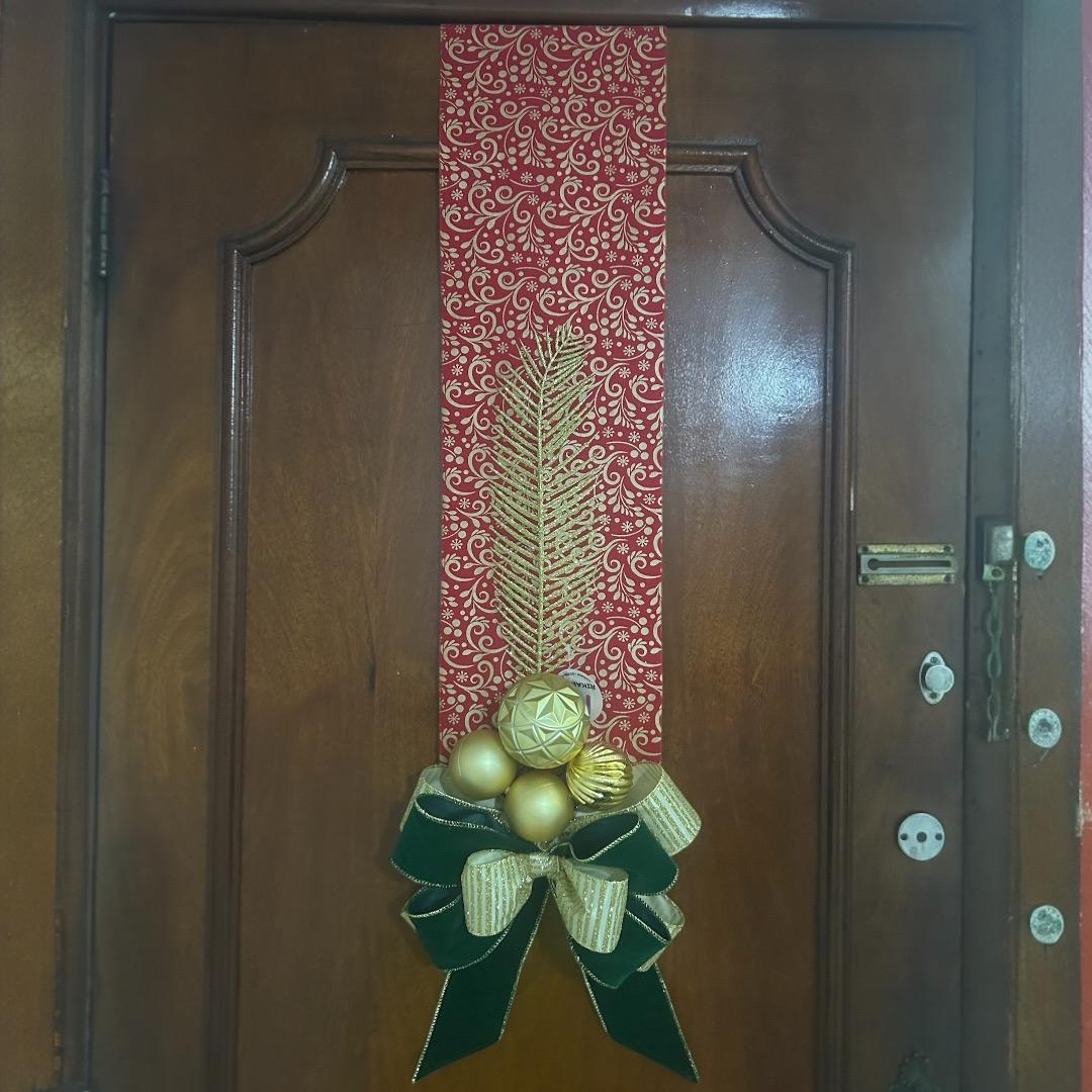 Escapulário de Natal Luxo em Tecido Premium Laços de Veludo e Decoração Diferente em Cada Ponta -RIKABUNI