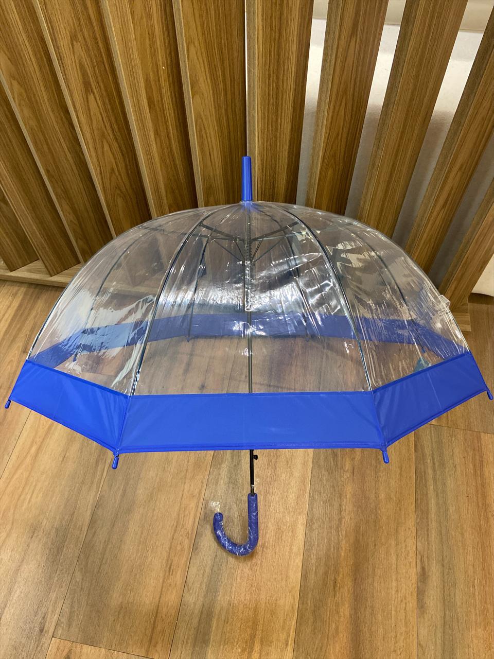 Guarda-Chuva Transparente Com Borda Colorida Bengala Abertura Automática