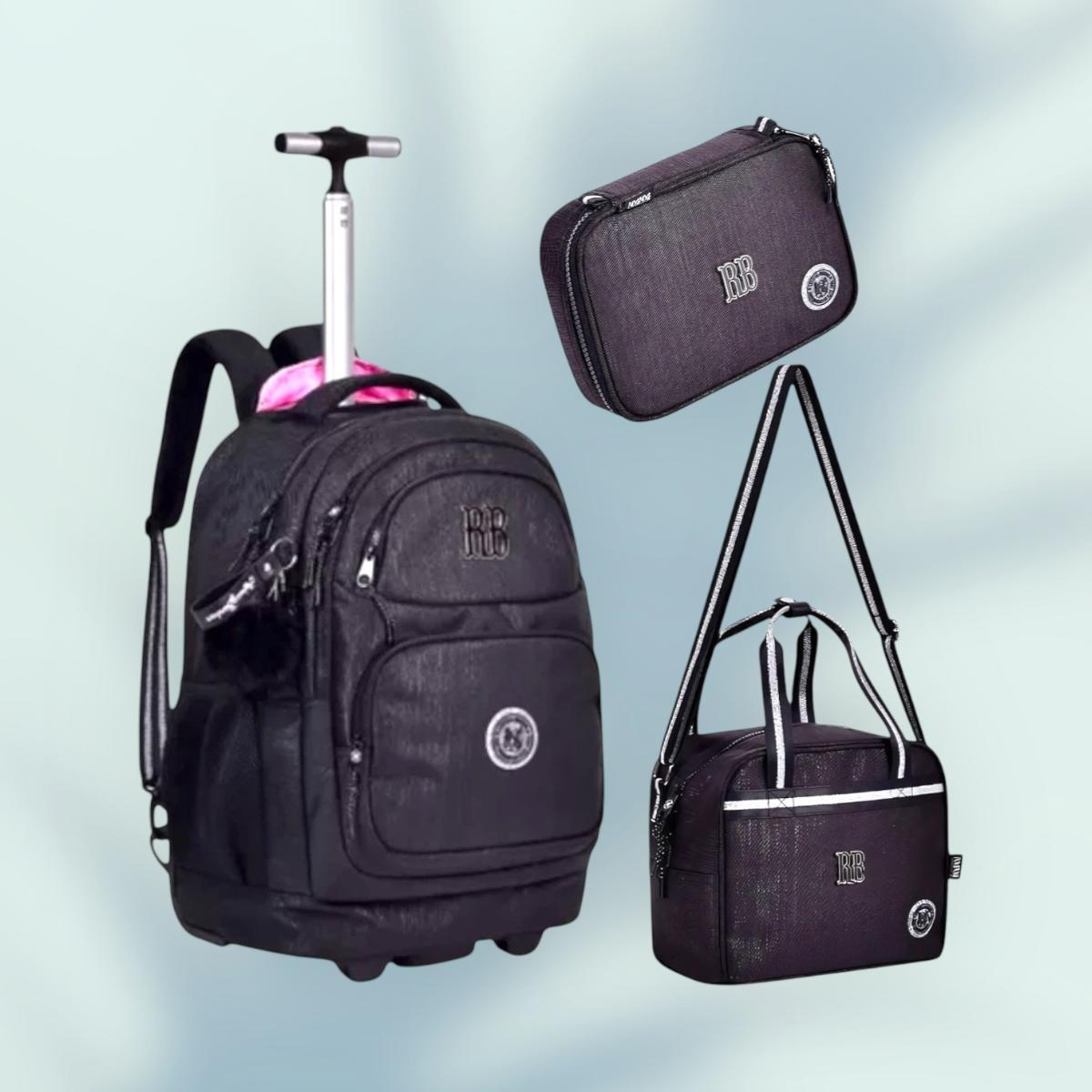 Kit Mochila Rodinhas Rebecca Bonbon Lancheira Térmica Estojo
