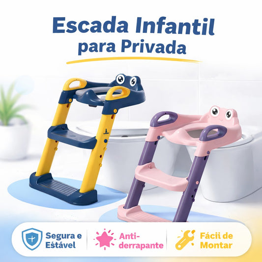 Assento Redutor Infantil com Escada Troninho Vaso Azul Rosa