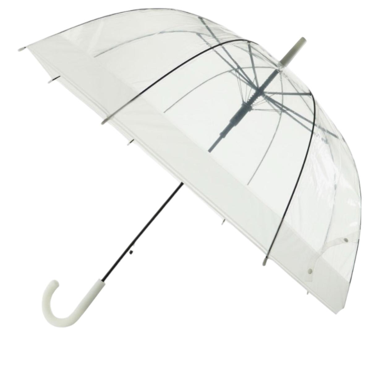 Guarda-Chuva Transparente Com Borda Colorida Bengala Abertura Automática