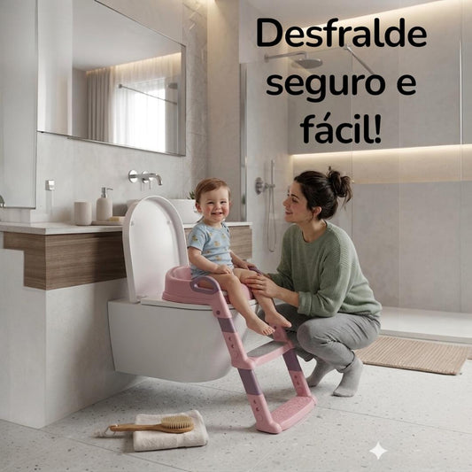 Kit Assento Redutor Infantil + Toalha Capuz Rosa Macio