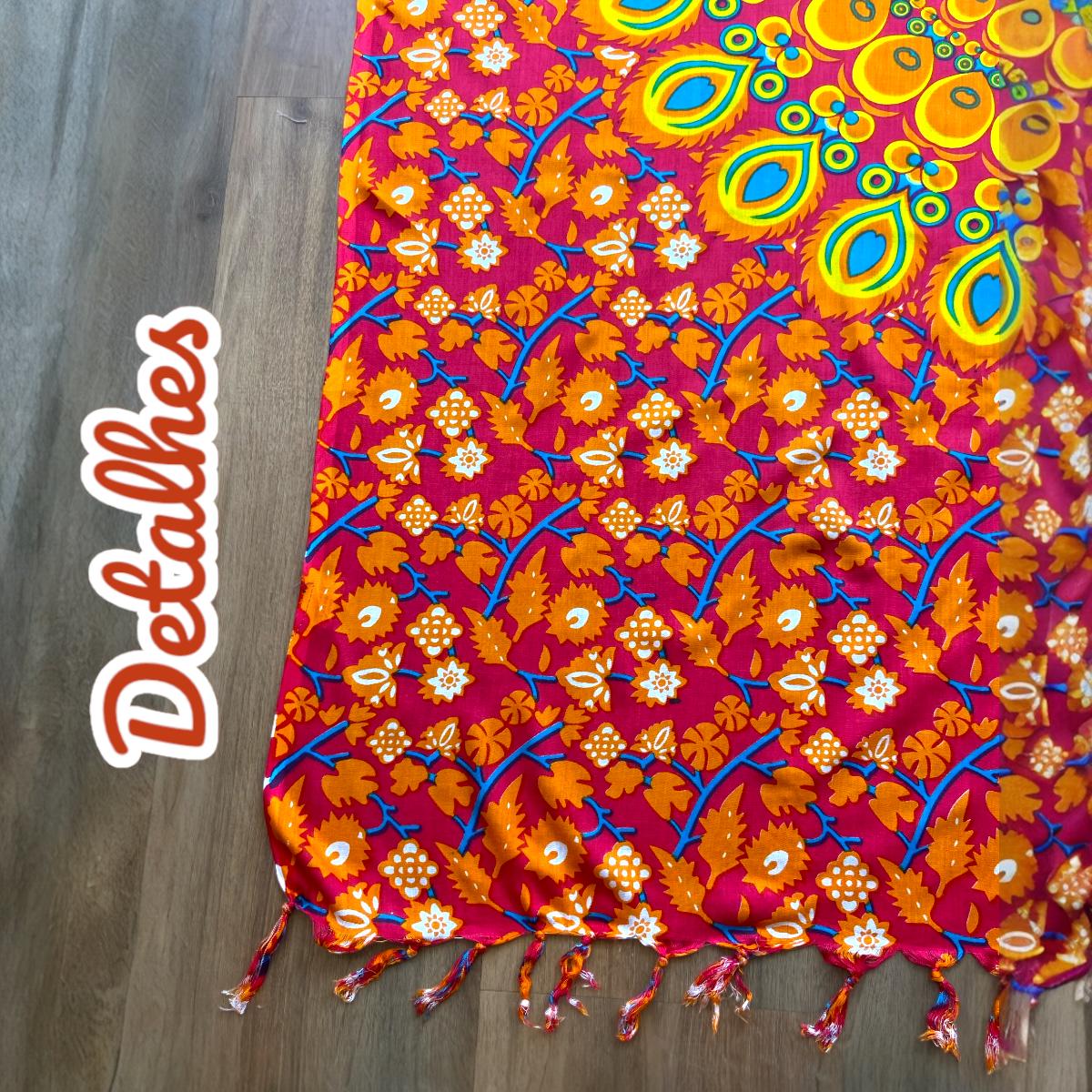 Canga de Praia  com Franja Grande de  Viscose