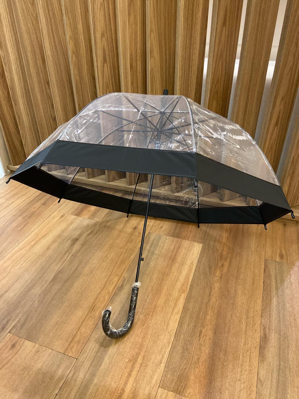 Guarda-Chuva Transparente Com Borda Colorida Bengala Abertura Automática
