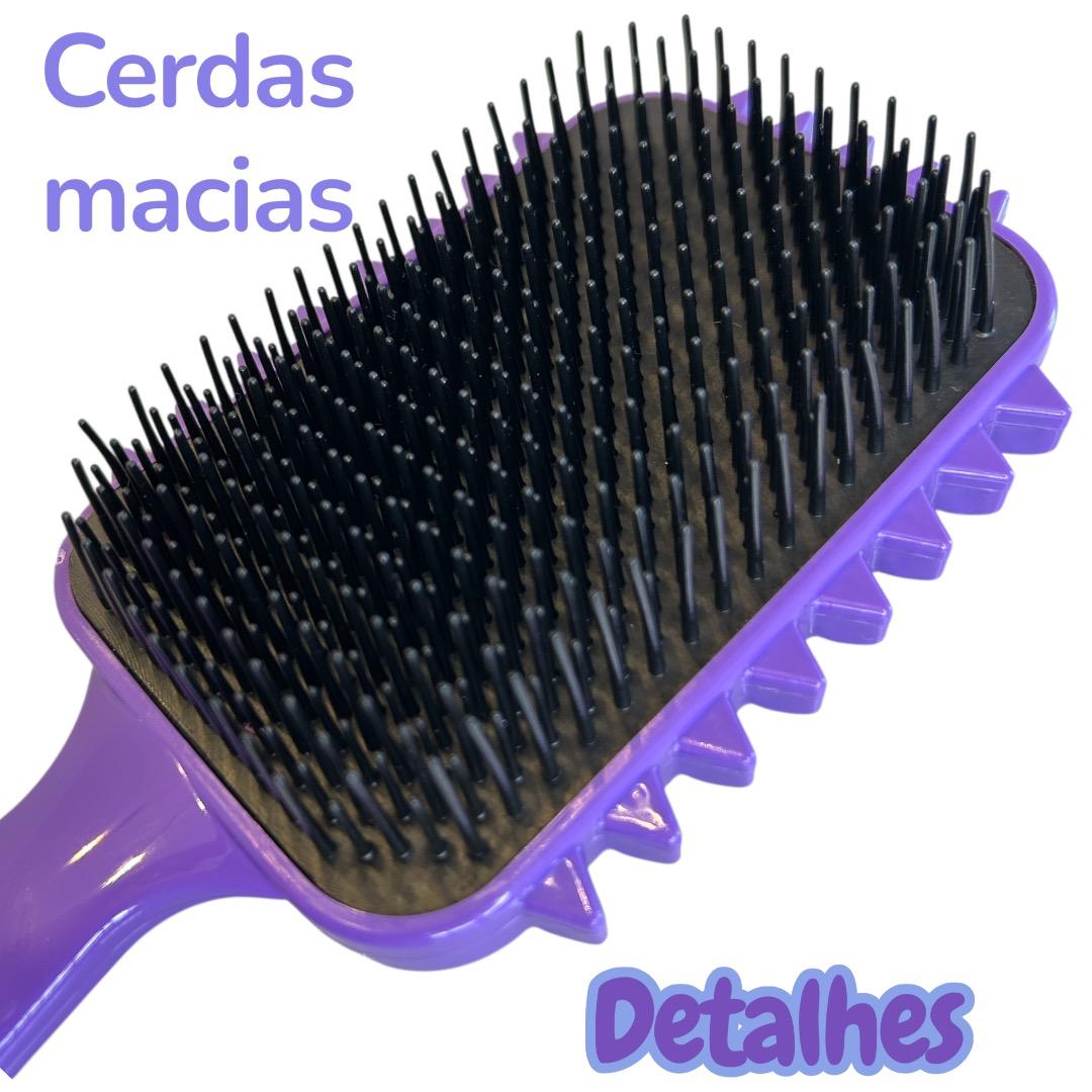 Escova Cabelo Raquete Modeladora Fitagem Cachos Roxa e Preto