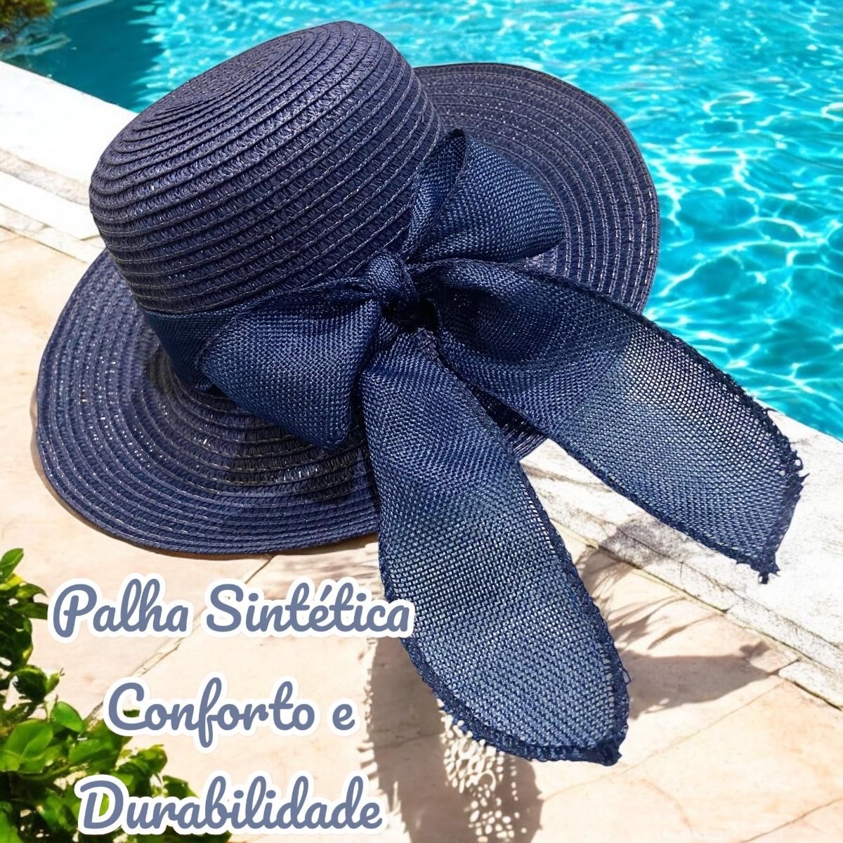Chapéu de Palha Sintética Feminino Dobrável com Laço Decorativo, Estilo Clássico