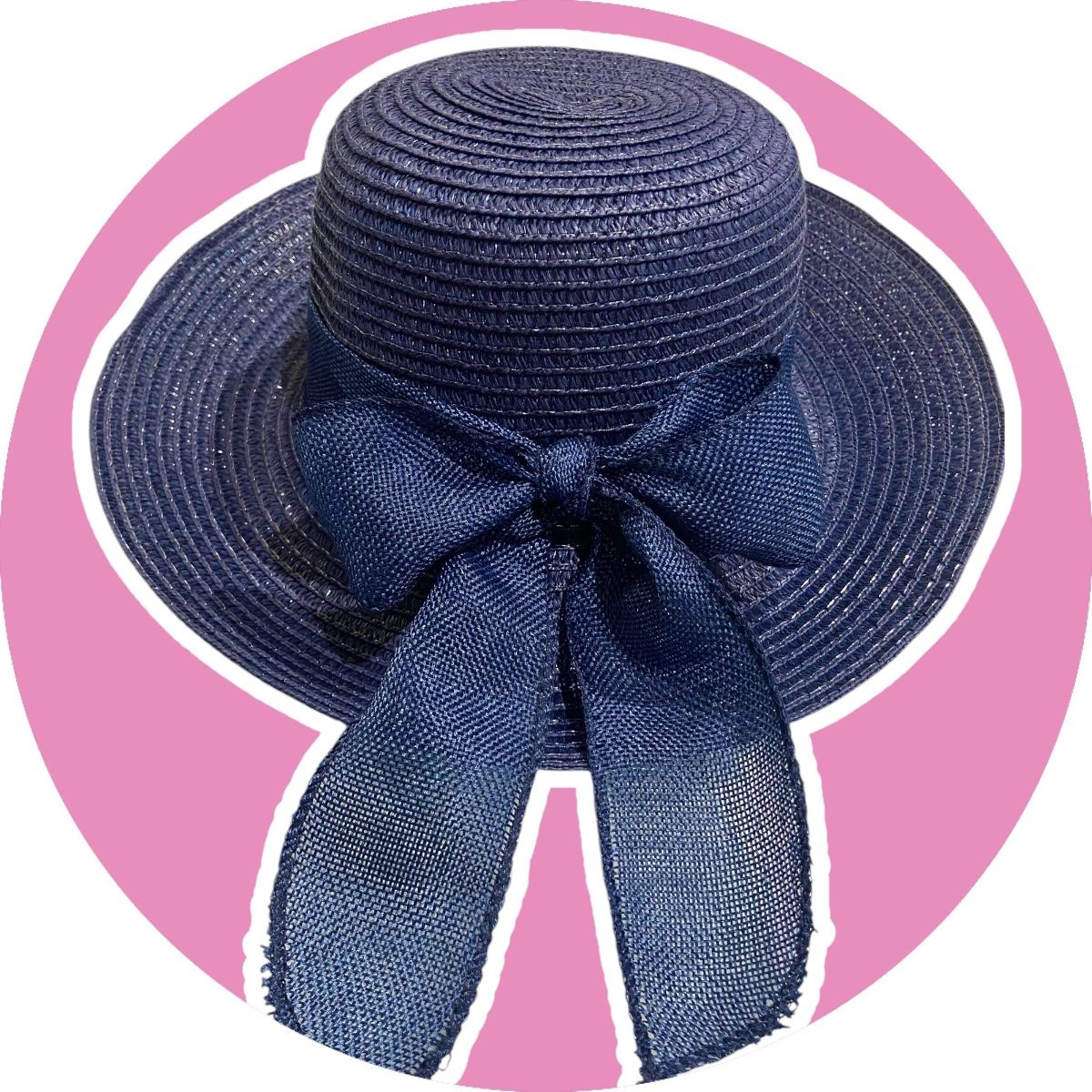 Chapéu de Palha Sintética Feminino Dobrável com Laço Decorativo, Estilo Clássico