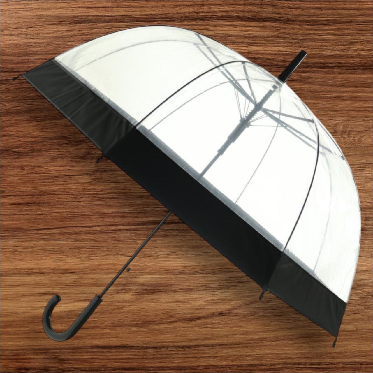 Guarda-Chuva Transparente Com Borda Colorida Bengala Abertura Automática