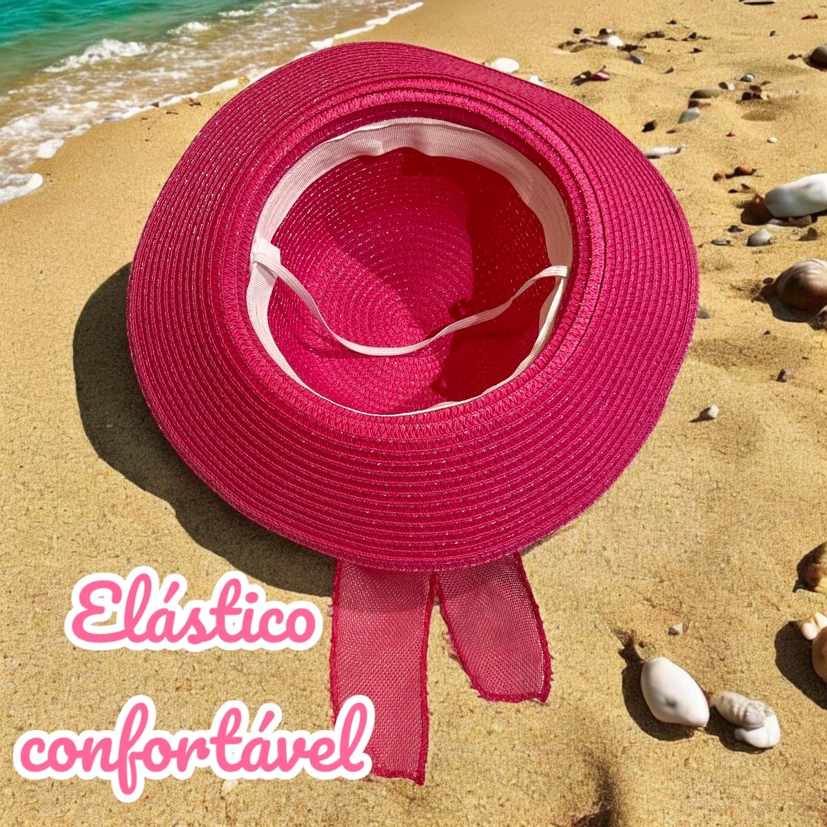 Chapéu de Palha Sintética Feminino Dobrável com Laço Decorativo, Estilo Clássico