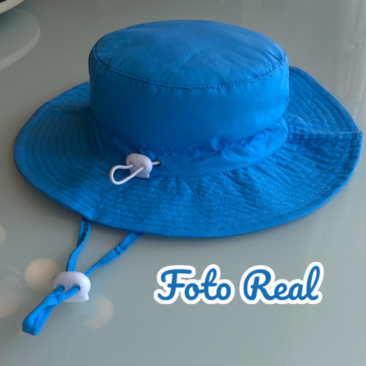 Chapéu Infantil c/Proteção Solar UPF 50 Ajustável Azul Claro