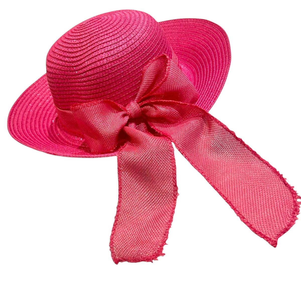 Chapéu de Palha Sintética Feminino Dobrável com Laço Decorativo, Estilo Clássico