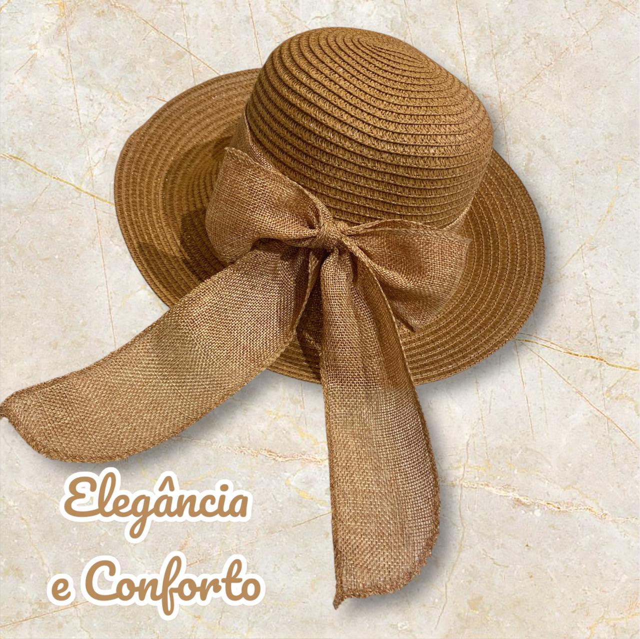 Chapéu de Palha Sintética Feminino Dobrável com Laço Decorativo, Estilo Clássico