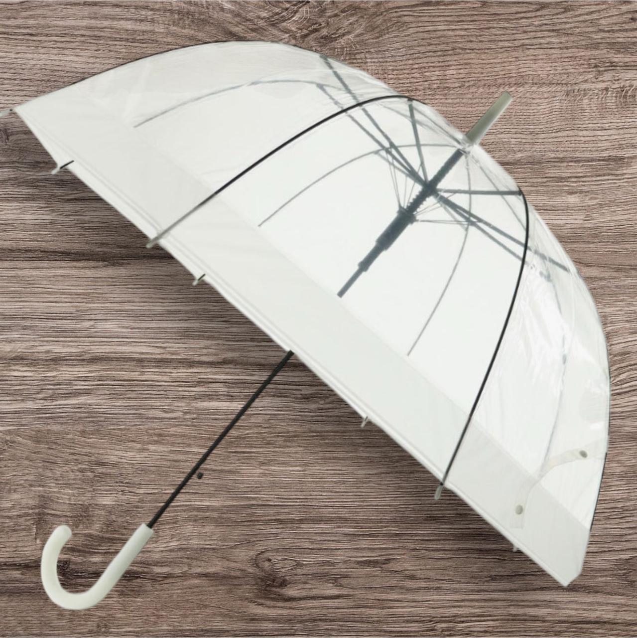 Guarda-Chuva Transparente Com Borda Colorida Bengala Abertura Automática
