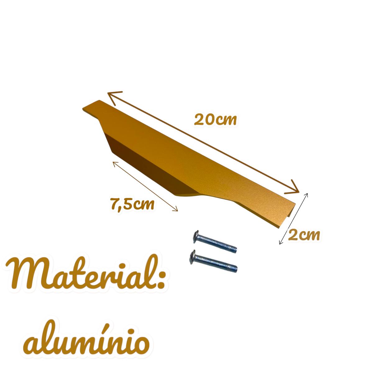 Kit 8 Peças Perfil Puxador Slim Alumínio Para Móveis 20 cm Cor Dourada -RIKABUNI