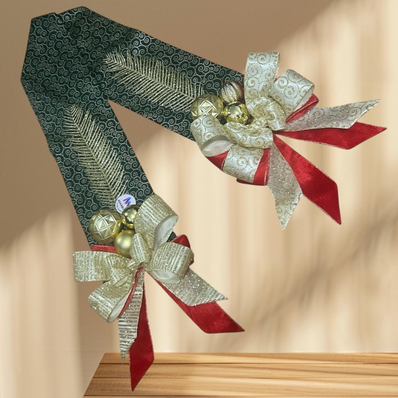 Escapulário de Natal Fita Decorativa de Tecido e Laço de Veludo Luxuoso para Porta Feito à Mão - RIKABUNI