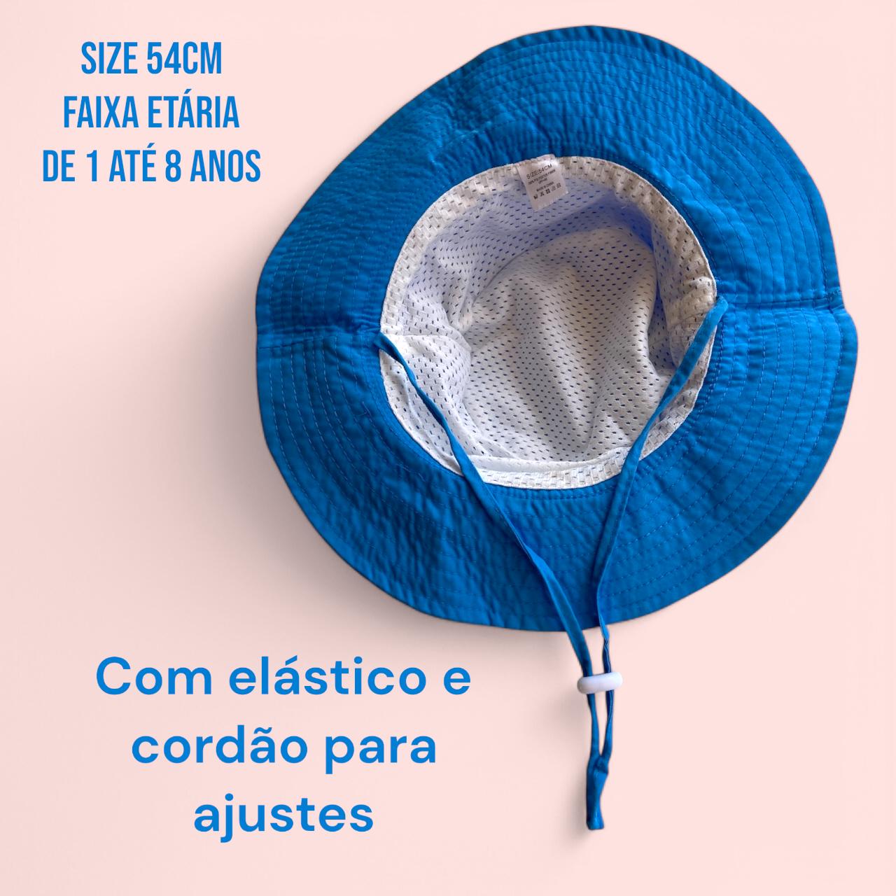 Chapéu Infantil c/Proteção Solar UPF 50 Ajustável Azul Claro