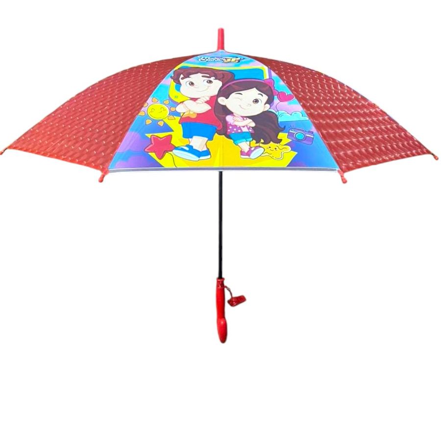 Guarda Chuva Infantil Maria Clara & JP com Apito - Vermelho