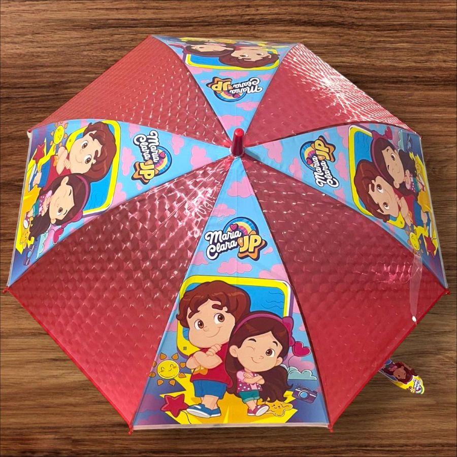 Guarda Chuva Infantil Maria Clara & JP com Apito - Vermelho
