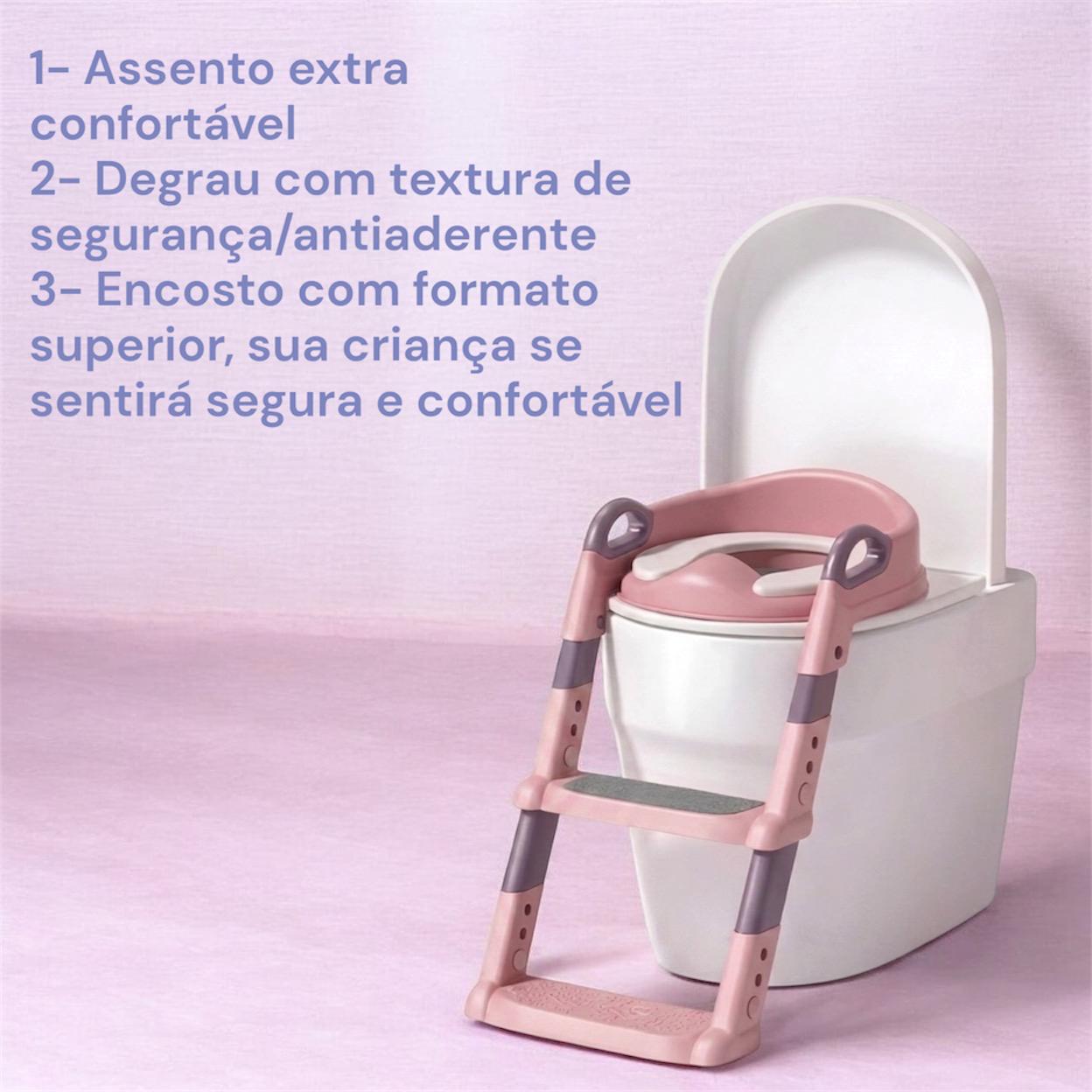 Kit Assento Redutor Infantil + Toalha Capuz Rosa Macio