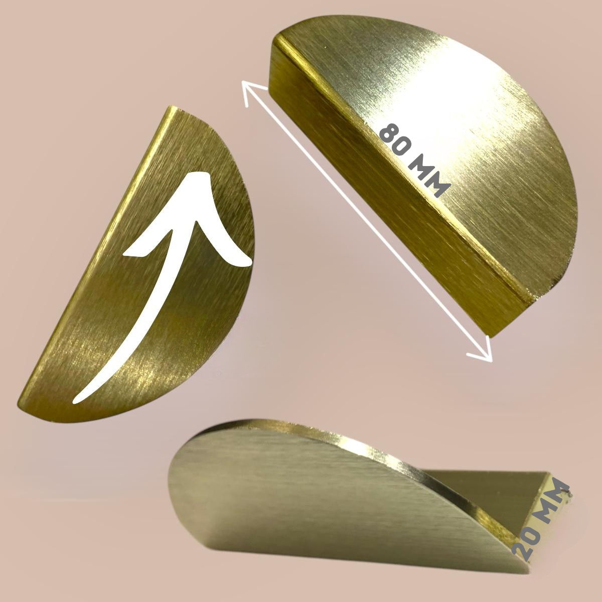 Puxador Gaveta Concha Dourado Escovado Meia Lua 64mm Kit 10