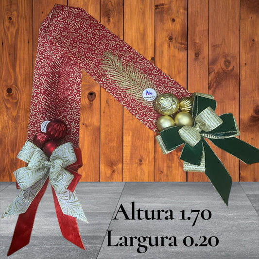 Escapulário de Natal Luxo em Tecido Premium Laços de Veludo e Decoração Diferente em Cada Ponta -RIKABUNI