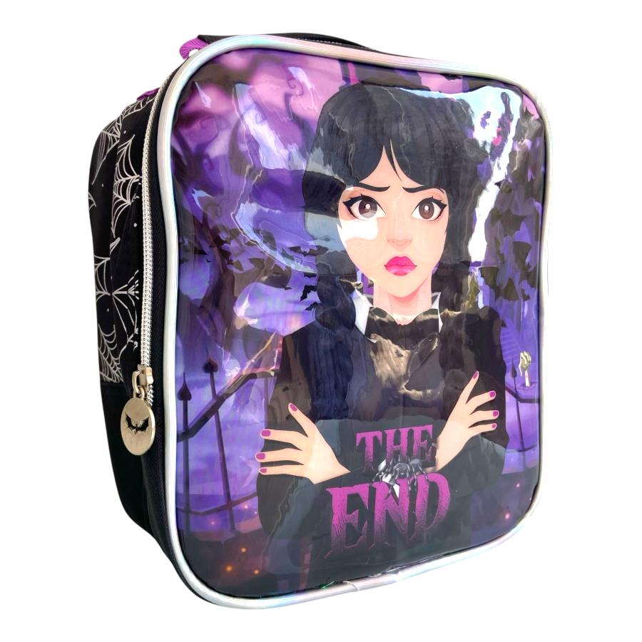Kit Mochila Estojo Lancheira Wandinha Menina Filme Wednesday