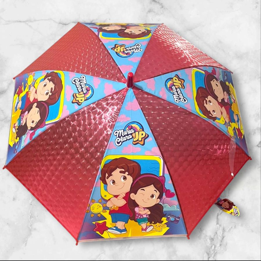 Guarda Chuva Infantil Maria Clara & JP com Apito - Vermelho