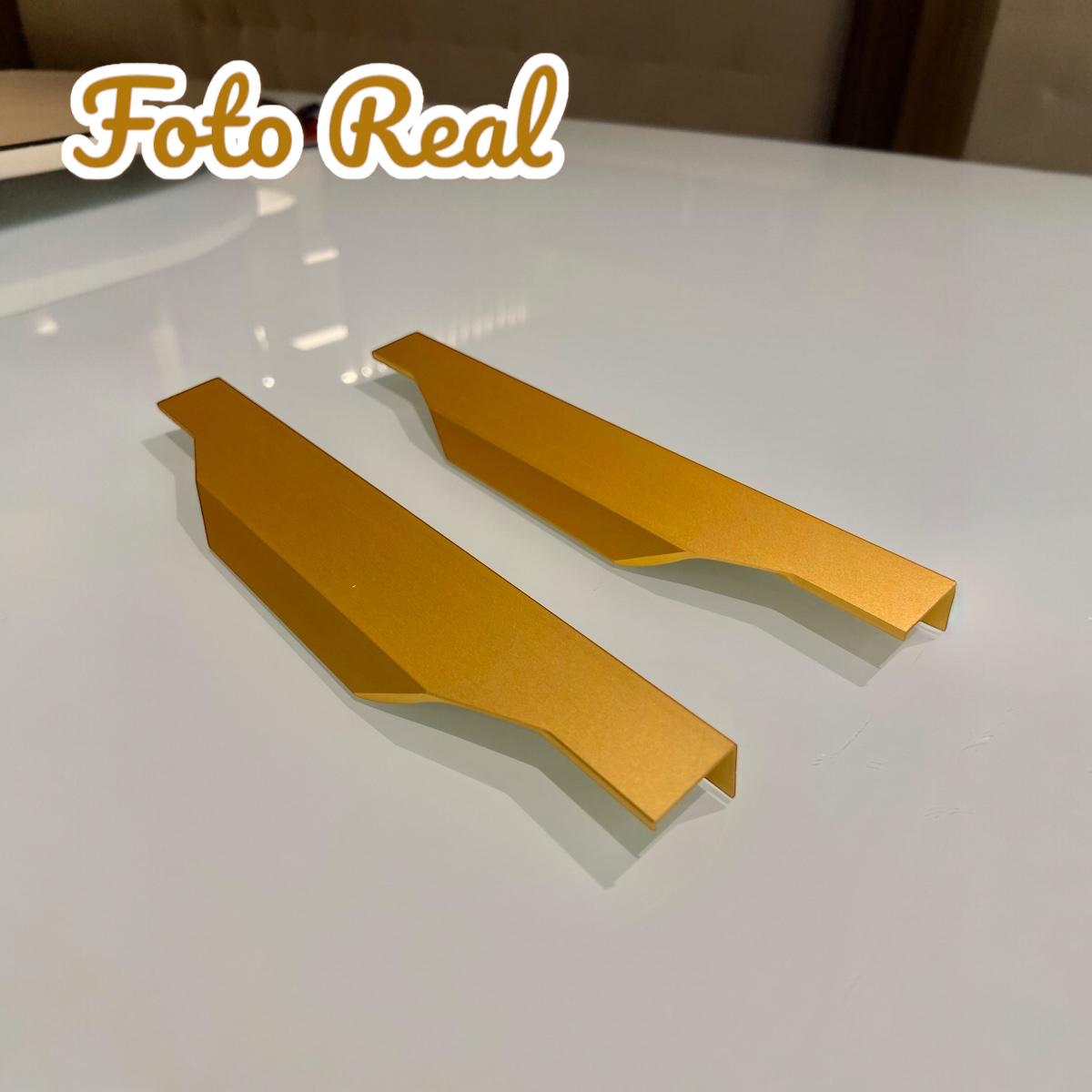 Kit 8 Peças Perfil Puxador Slim Alumínio Para Móveis 20 cm Cor Dourada -RIKABUNI