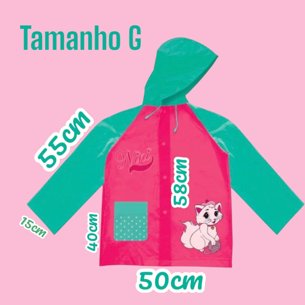 Guarda Chuva Infantil  + Capa de Chuva da Gatinha Nini Rosa e Verde