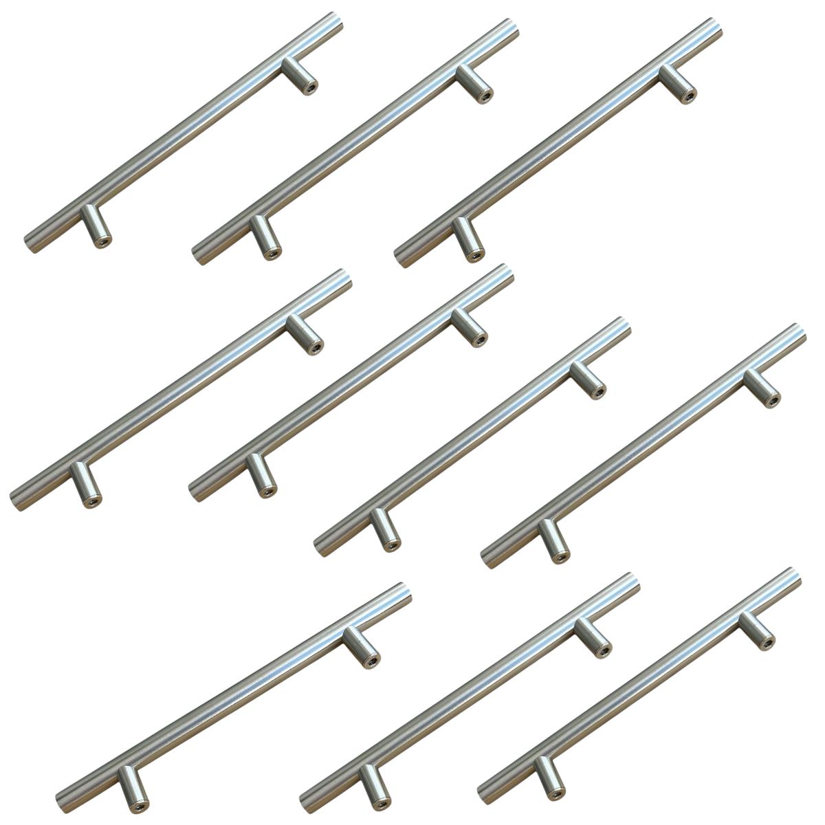Puxador Armário Tubular Prata Fosco 192mmAço InoxPremium Kit