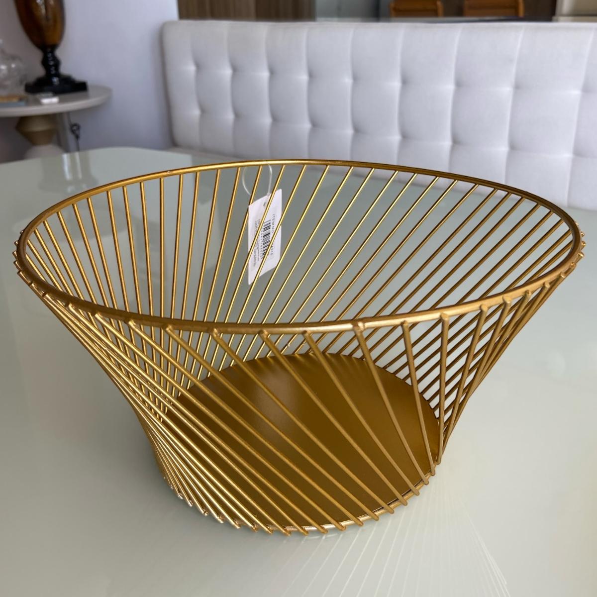 Centro de Mesa Dourado Redondo em Metal Enfeite Decoração