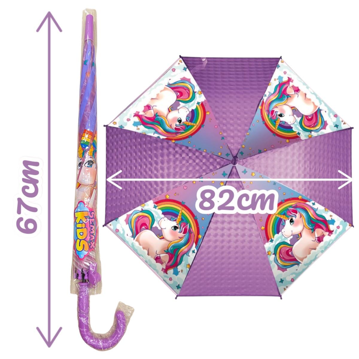 Guarda-Chuva Infantil Unicórnio, Roxo com Arco-Íris, Design Mágico com Estrelas, para Meninas