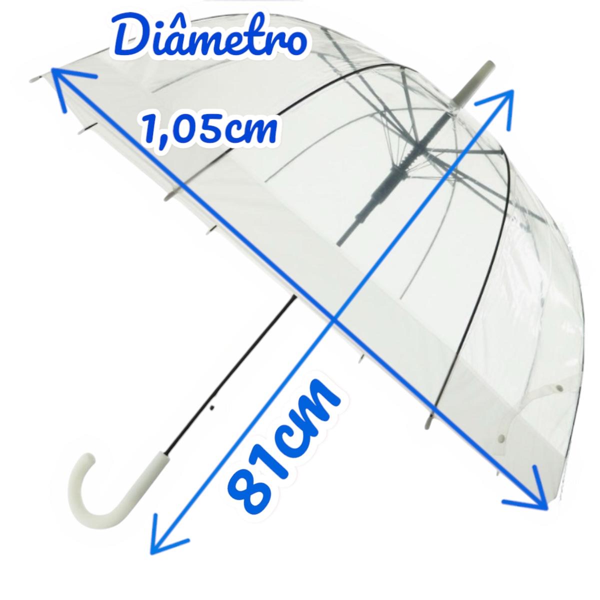 Guarda-Chuva Transparente Com Borda Colorida Bengala Abertura Automática