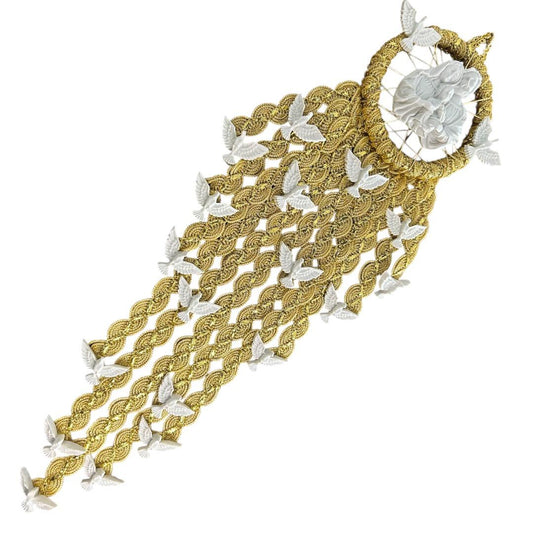 Escapulário Enfeite de Porta Espírito Santo e Sagrada Família Dourado Católico 45x27cm