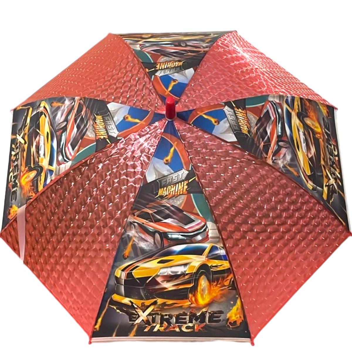Kit de Mochila Infantil com Rodinhas Fast Machine, Tema Carros, Inclui Estojo, Lancheira e Guarda-Chuva