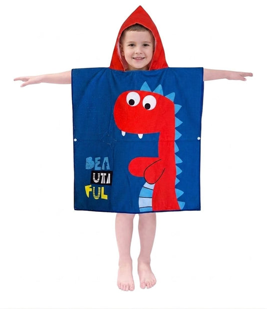 Toalha Infantil Com Capuz Banho Praia Piscina 60x120cm Macia