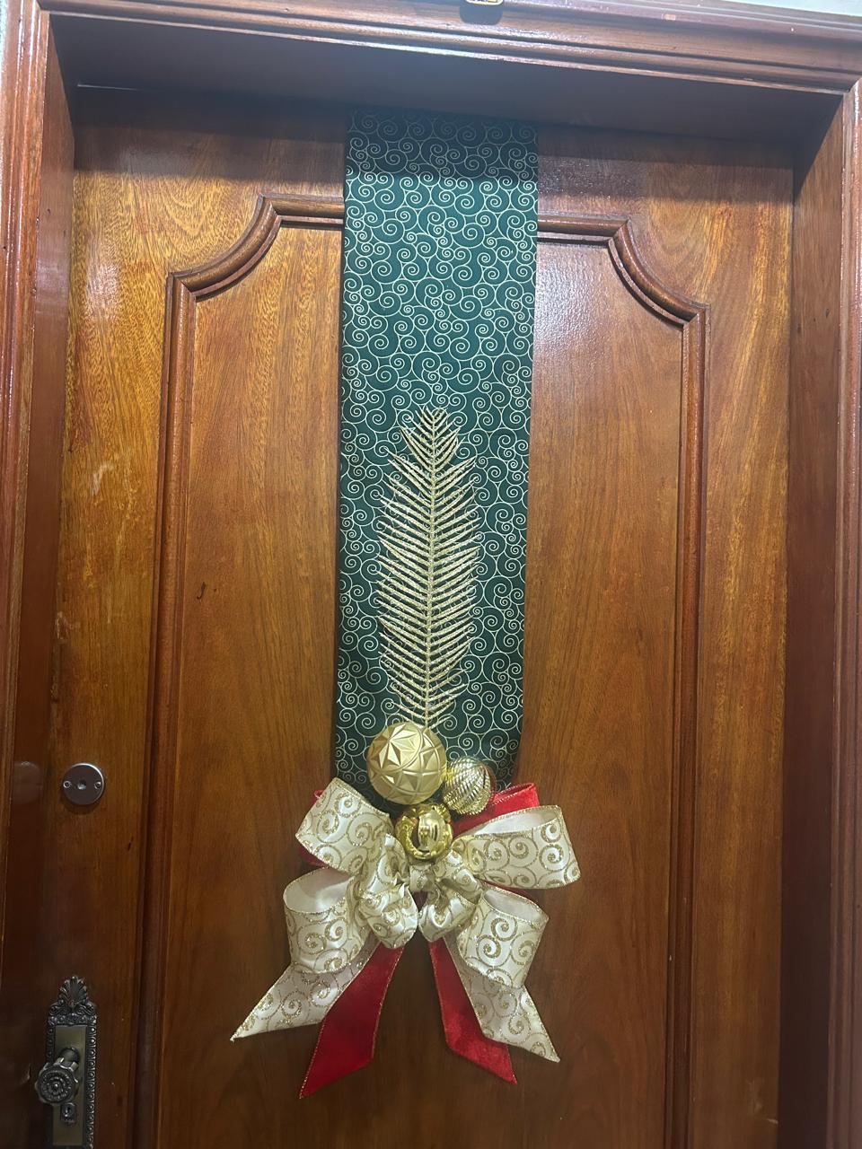 Escapulário de Natal Fita Decorativa de Tecido e Laço de Veludo Luxuoso para Porta Feito à Mão - RIKABUNI
