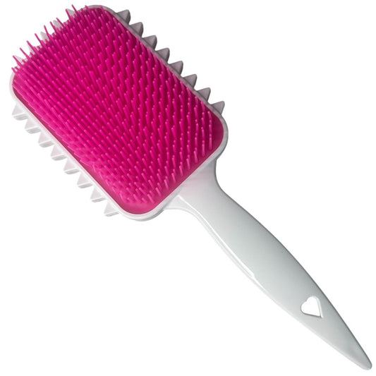 Escova Cabelo Raquete Modeladora Fitagem Cachos Branca com Rosa